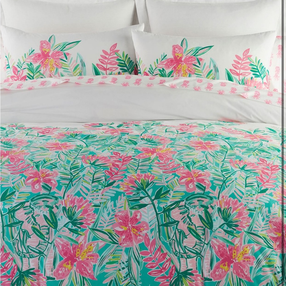 Lilly Pulitzer Pink and Teal Floral Duvet Cover